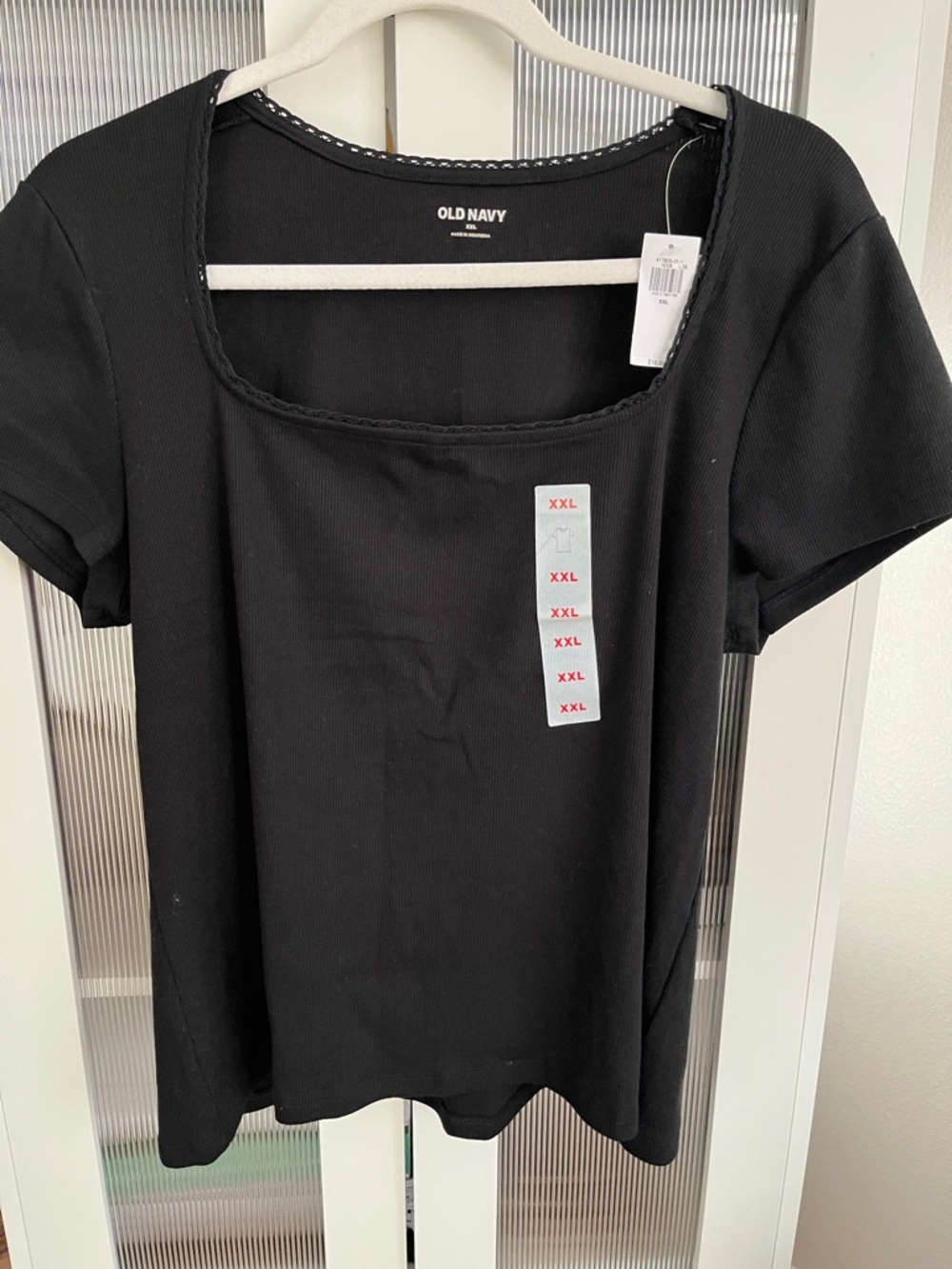 Old Navy Black Square Neck Short Sleeve Tee